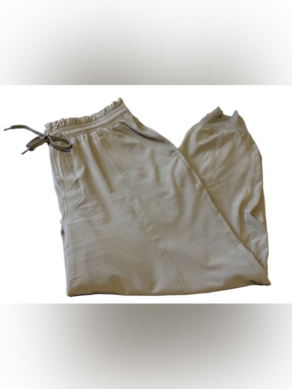 Abercrombie & Fitch Olive Tan Pintuck Joggers Athleisure Commuter Pants Size L